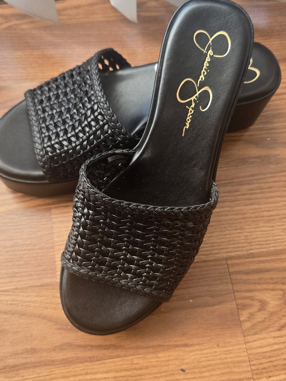 Jessica Simpson Black Woven Platform Sandals